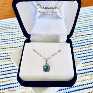 Blue Topaz and Diamond Necklace